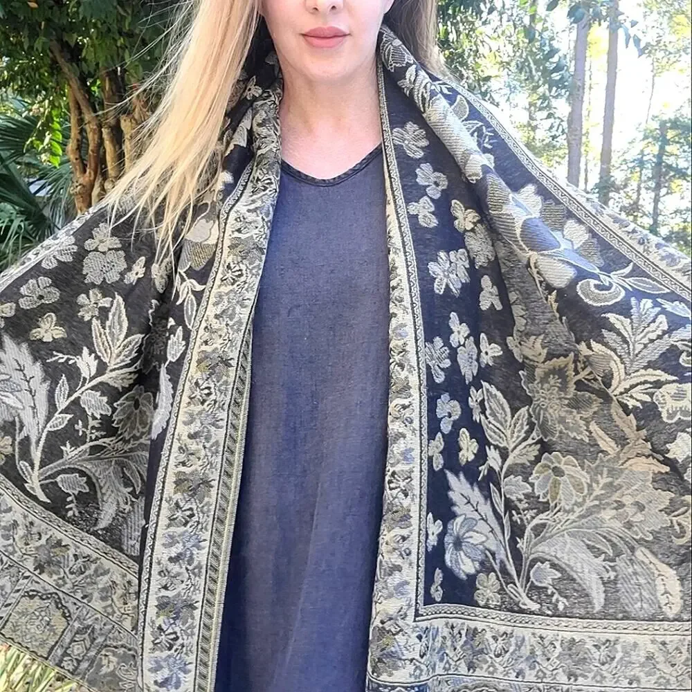 Reversible floral pashmina style scarf/wrap